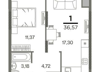 Продаю 2-комнатную квартиру, 36.6 м2, Рязань, ЖК Северный