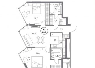 Продаю 2-ком. квартиру, 83.2 м2, Москва, Шлюзовая набережная, 2/1с1, метро Таганская