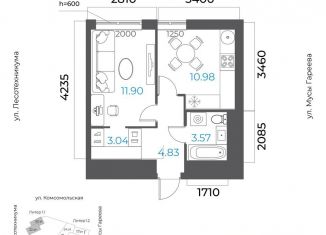 Продается 1-комнатная квартира, 34.3 м2, Уфа, Октябрьский район