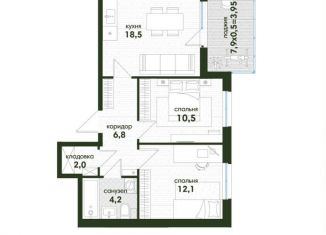 2-ком. квартира на продажу, 58.1 м2, Краснодар