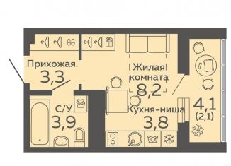 Продается квартира студия, 21.3 м2, Екатеринбург, жилой комплекс Новокольцовский, 2