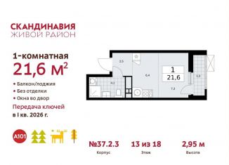 Квартира на продажу студия, 21.6 м2, поселение Сосенское, проспект Куприна