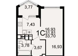 1-ком. квартира на продажу, 33.7 м2, Тула