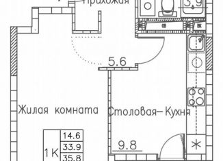 Продается 1-комнатная квартира, 37.6 м2, Владивосток