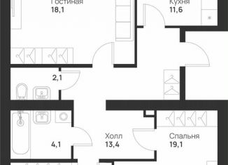 Продажа 3-комнатной квартиры, 87 м2, Тула, улица Героев России, 6