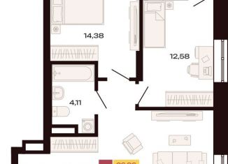 Продается двухкомнатная квартира, 66.4 м2, Екатеринбург, Ленинский район