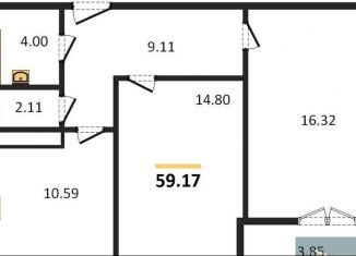 Продаю 2-комнатную квартиру, 59.2 м2, Воронеж, улица Артамонова, 34Ж, ЖК Волна-1