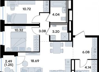 Двухкомнатная квартира на продажу, 61.5 м2, Татарстан