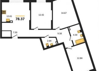 3-комнатная квартира на продажу, 78.4 м2, Екатеринбург, Ленинский район