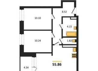 2-комнатная квартира на продажу, 55.9 м2, Воронеж, Электросигнальная улица, 9Ак1