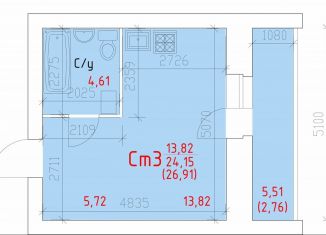 Продам квартиру студию, 26.9 м2, Череповец, улица Преображенского, 10