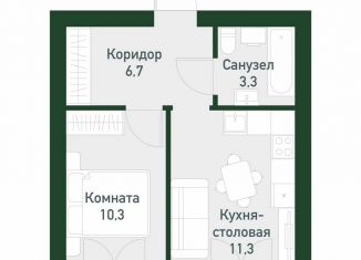 Продаю 1-ком. квартиру, 32.8 м2, Екатеринбург, Ленинский район