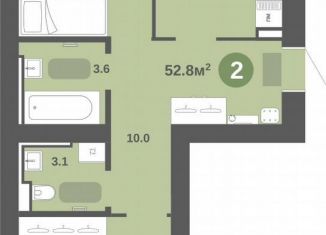 Продажа 2-ком. квартиры, 52.8 м2, деревня Хохряки, Никитинская улица, 6