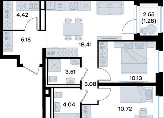 Продам 2-ком. квартиру, 60.8 м2, Татарстан