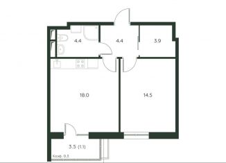 Продаю двухкомнатную квартиру, 46.3 м2, деревня Лобаново