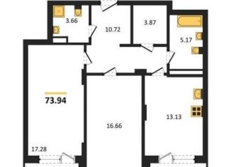 2-комнатная квартира на продажу, 73.9 м2, Воронеж, Электросигнальная улица, 9Ак1