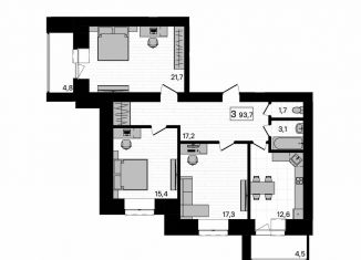Продаю 3-ком. квартиру, 93.7 м2, село Чигири, Европейская улица, 13
