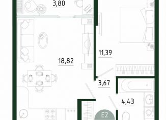 Продаю 1-комнатную квартиру, 42.1 м2, Тула