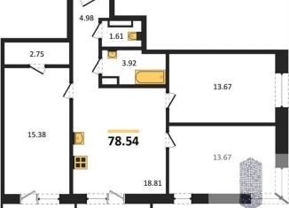 Продажа 3-ком. квартиры, 78.5 м2, Воронеж, Ленинградская улица, 118А