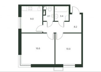 Продается 2-ком. квартира, 52.3 м2, деревня Лобаново
