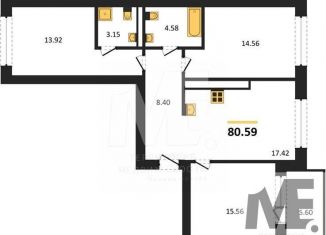 Продам 3-ком. квартиру, 80.6 м2, Калининград