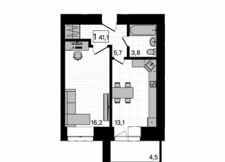 Продам 1-ком. квартиру, 41.6 м2, село Чигири, Европейская улица, 13