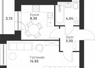 Продажа 1-комнатной квартиры, 33.4 м2, Тула, улица Героя России Зиничева, 8