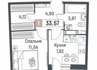 Продается 1-ком. квартира, 33.6 м2, Мурино, ЖК Авиатор
