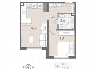 Продаю 1-ком. квартиру, 32.5 м2, Санкт-Петербург