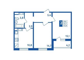 2-ком. квартира на продажу, 55.8 м2, Республика Башкортостан