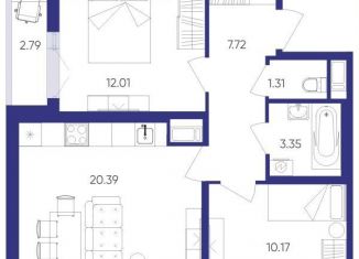 Продаю 2-ком. квартиру, 55 м2, посёлок Шушары