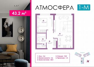 Продам 1-комнатную квартиру, 43.1 м2, Астрахань, улица Бехтерева, 12/4, ЖК Атмосфера