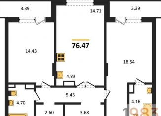 Продам 2-ком. квартиру, 76.5 м2, Воронеж