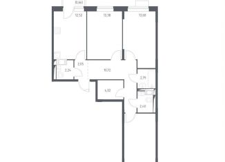 Продается трехкомнатная квартира, 78.5 м2, деревня Юрлово, деревня Юрлово, к1/2