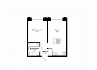 Продажа однокомнатной квартиры, 39.5 м2, Казань