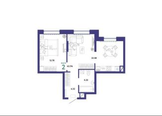 Продаю 2-ком. квартиру, 43.9 м2, Тюмень, Интернациональная улица, 199к10