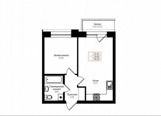 Продам 1-ком. квартиру, 35.6 м2, Казань