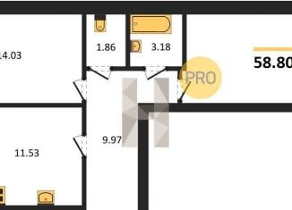 Продам 2-ком. квартиру, 58.8 м2, Воронеж, Елецкая улица, 5А