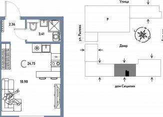Продажа квартиры студии, 24.8 м2, Тюмень, Ярославская улица, 9к1