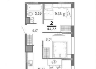 Продаю 2-ком. квартиру, 42.6 м2, Рязань