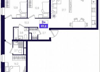 Продаю 3-комнатную квартиру, 97.2 м2, Тюмень, улица Бориса Прудаева, 7с2