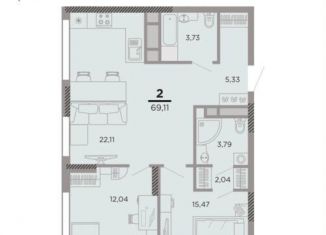 Продажа 2-комнатной квартиры, 66.8 м2, Рязань