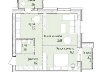 Продается 2-комнатная квартира, 53.7 м2, Барнаул