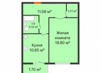 Однокомнатная квартира на продажу, 49.9 м2, Воронеж, переулок Здоровья, 90Г/1к2
