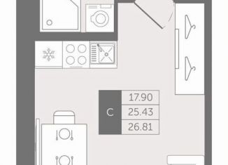Продам квартиру студию, 26.8 м2, деревня Новое Девяткино