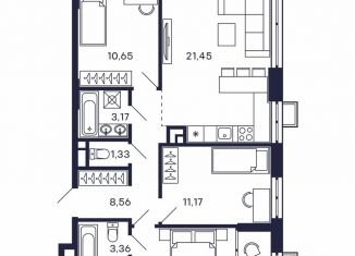 3-комнатная квартира на продажу, 76.1 м2, Красногорск, жилой комплекс Тетрис, к8, ЖК Тетрис