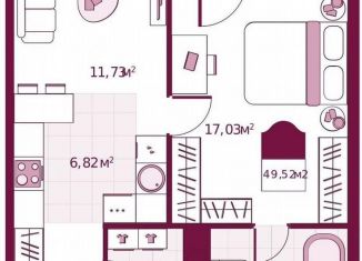 Продается 1-комнатная квартира, 49.5 м2, Тюмень, улица Герцена, 33
