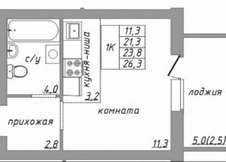Продается однокомнатная квартира, 26.3 м2, Барнаул, ЖК Мирный