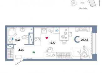 Продам квартиру студию, 23.4 м2, Тюмень, ЖК Колумб