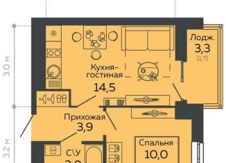 Продам 1-комнатную квартиру, 33.8 м2, Екатеринбург, улица Данилы Зверева, 11, ЖК Даниловский
